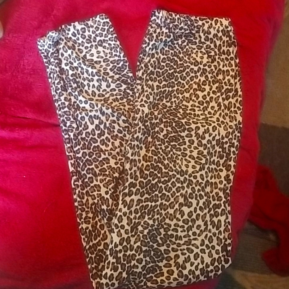 Girls Leopard print stretchy straight leg pants